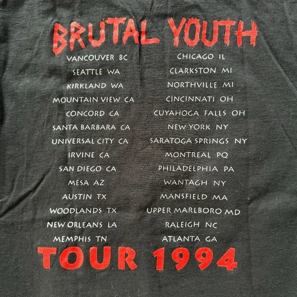 Vintage 1994 Elvis Costello Brutal Youth Tour T-Shirt Mens Large 90s Rock Music - Picture 5 of 9